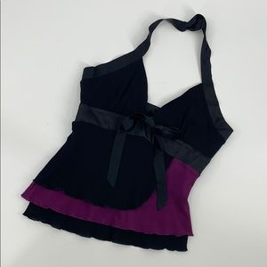 BEBE Layered Halter Top NWOT